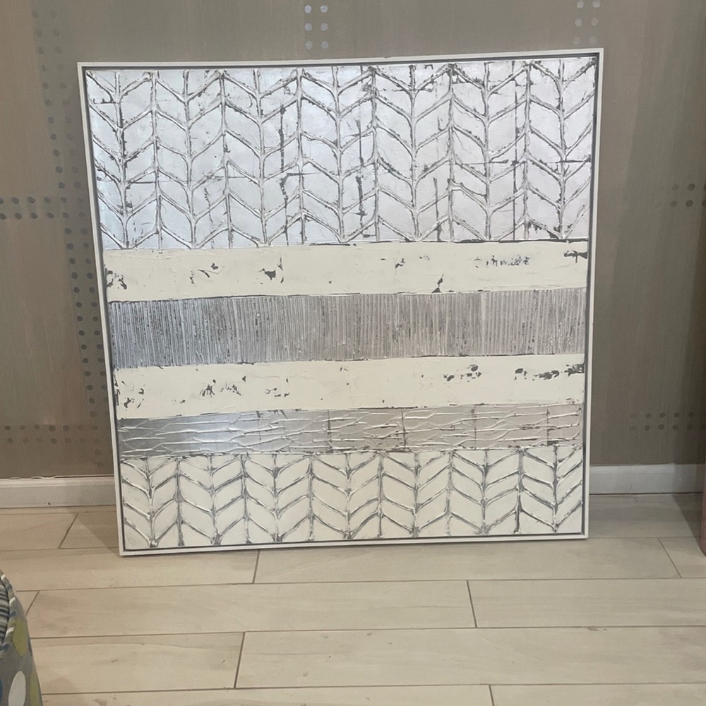 White and Silver Abstract Wall Art